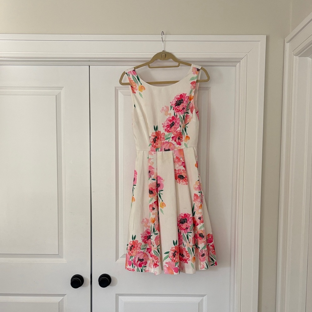 Modcloth Floral Midi Dress - White and Pink